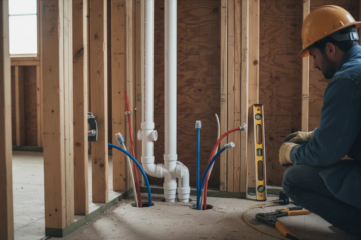 Drain and supply rough-in during Drain Cleaning in South Prairie