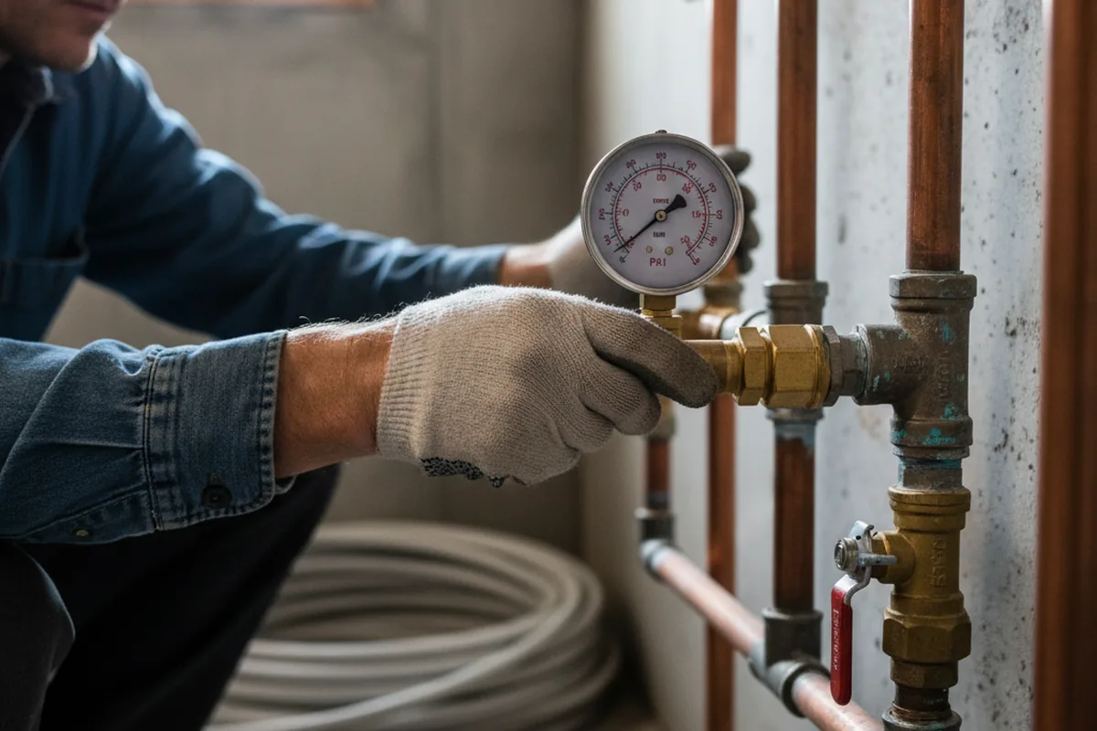 Pressure testing a repaired line during Water Line Repair in South Prairie